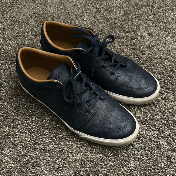 Lacoste Blue Leather Sneakers size 8.5 - Picture 2 of 11